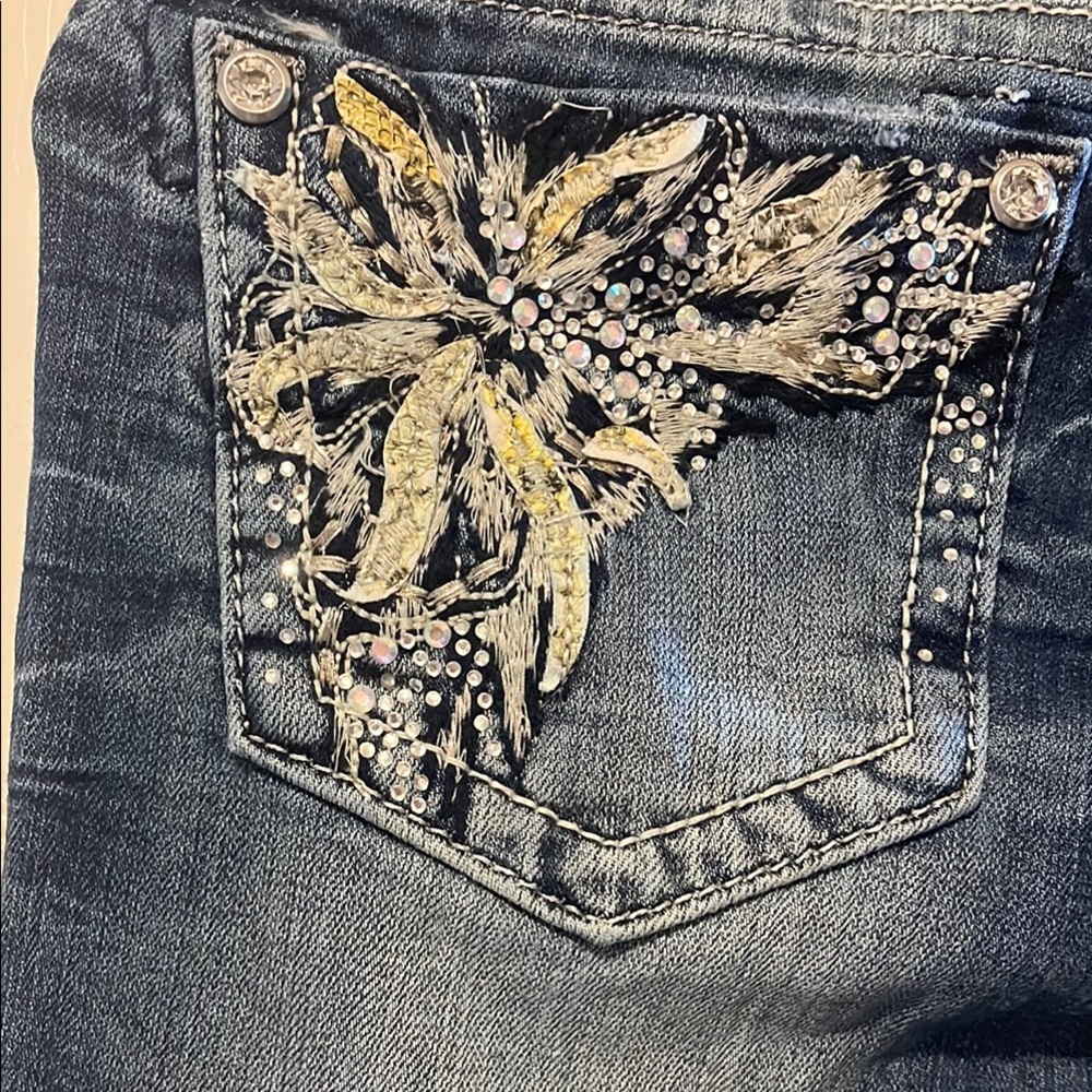 Miss Me Blue Skinny Jeans with Distressed Details - Picture 5 of 13